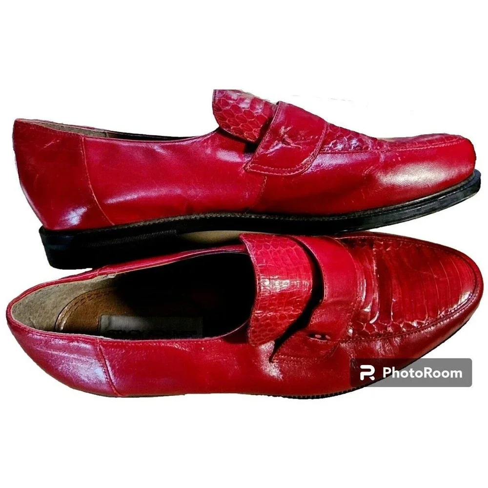 Red Snake Stacy Adams Mens US Size 9.5 Leather Shoes Dapper Show Stoppers